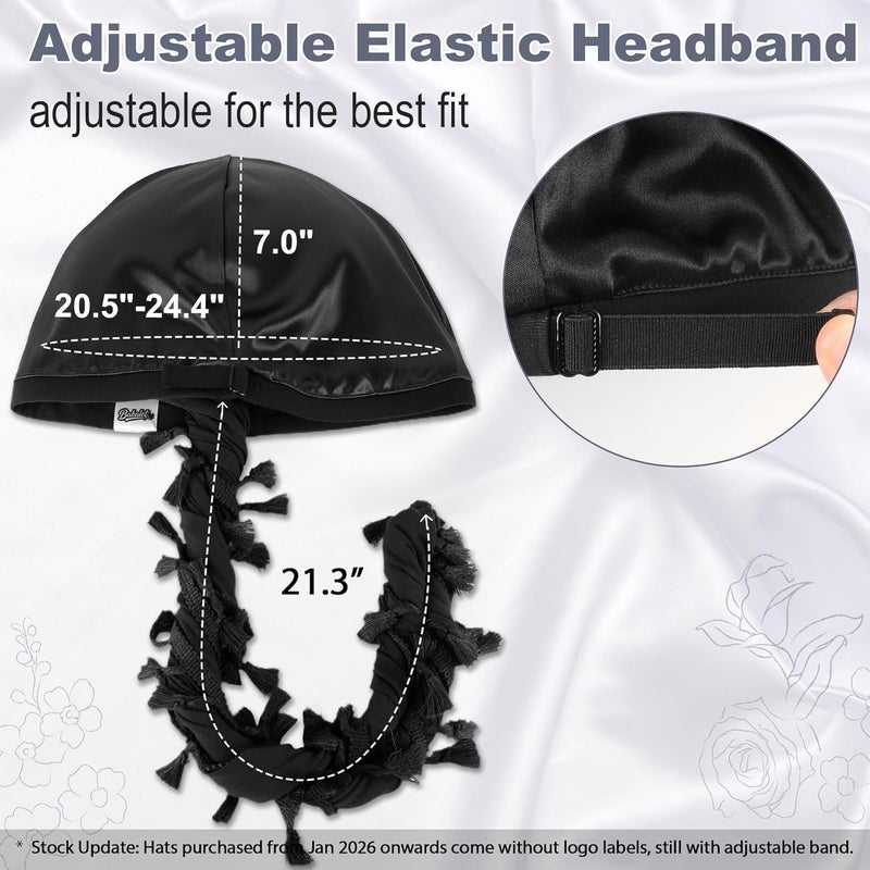 Babalet Store طرحة هالو للرجال والنساء بطانة ساتان ديراج أغطية رأس قبعة جمجمة مسبقة الربط مع خيوط ضفيرة قبعة عتيقة ملتوية - Image 2